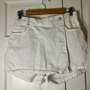 Zara Distressed White Women's Shorts